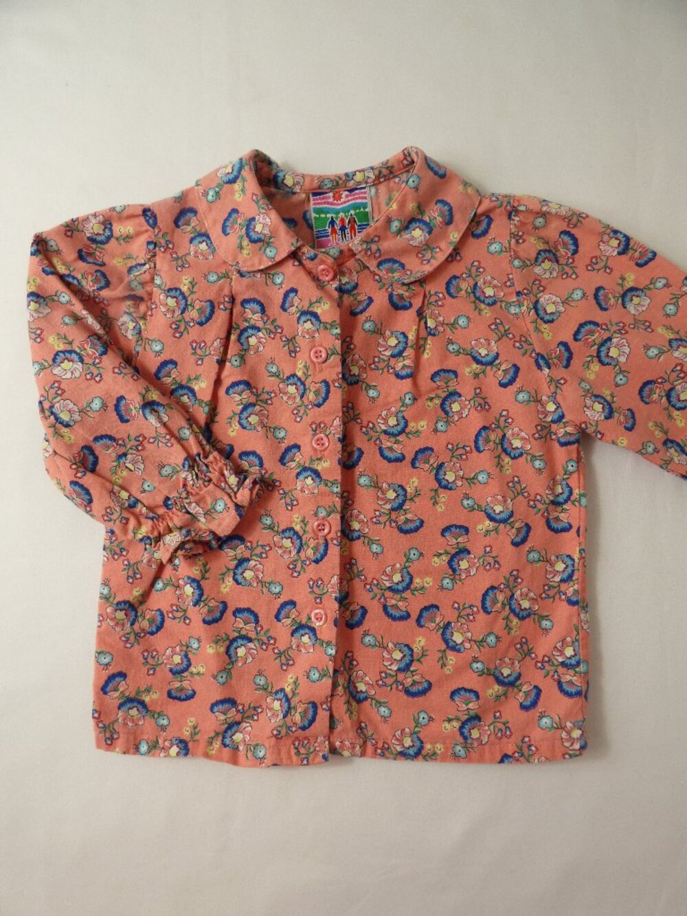 Vintage Levi's Girls Floral Button Down Long Sleeve Blouse, Size 3T
